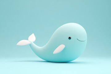Obraz premium A Friendly Smiling Cartoon Whale Is Posed Against Blue Background