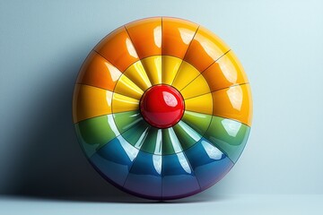 Obraz premium Colorful geometric wheel with gradients in spectrum shades against minimalist background