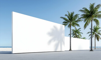 Modern Architectural Design with Palm Trees and Clear Blue Sky