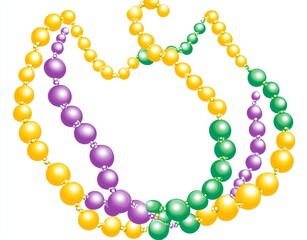 Obraz premium Mardi Gras flyer template design featuring vibrant and colorful beads on a white background