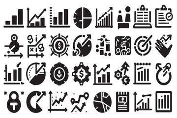 Graph & Chart Icon Set. Fillio Black Icon Series