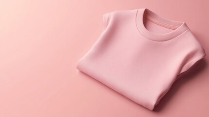 Folded Pink T-Shirt on Pastel Background