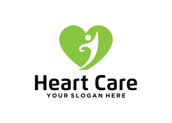 successful person logo design in the form of a heart logo on a white background