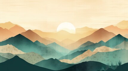 Serene Mountain Landscape with a Vibrant Sunset