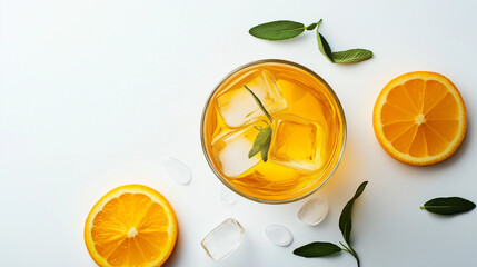 Vibrant Orange Iced Drink with Sage