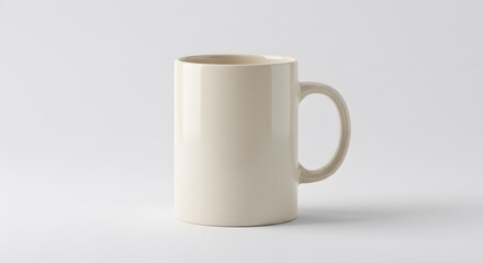 White ceramic mug on plain white background, HD minimal product photography, PNG style mockup