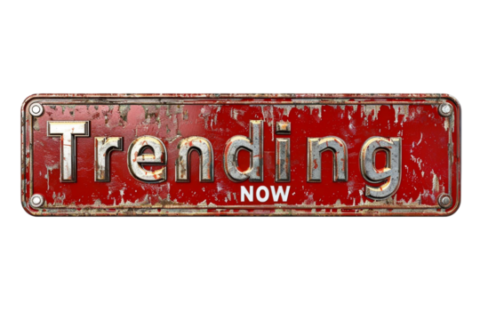 "Trending Now" Text Isolated on Transparent Background