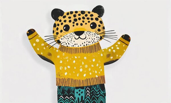 Cute 2d leopard character.