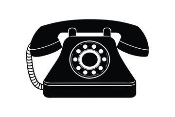 Silhouette design of a vintage telephone vector art illustration.eps