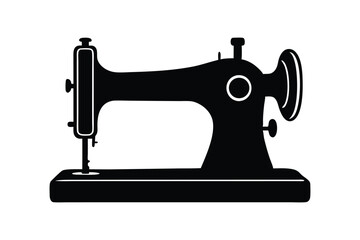 Silhouette design of an old-fashioned sewing machine vector art illustration.eps