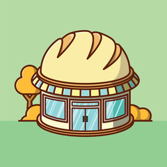 Simple Bakery Shop cartoon vector illustration Collection of Shop or stand or stall concept icon isolated