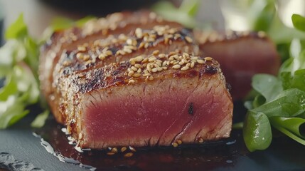 Gourmet Tuna Steak with Sesame Crust and Ginger