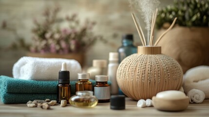 Serene Spa: Diffuser Oils Towels and Aromatherapy 