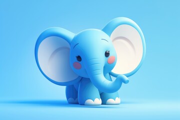 Obraz premium A Cute Cartoon Elephant Posed in Front of a Blue Backdrop