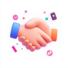 3D Render of a Handshake, Symbolizing Agreement, Partnership, and Collaboration