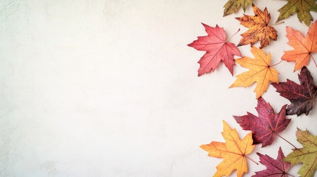 Autumn Maple Leaves Banner Background with Text Space 