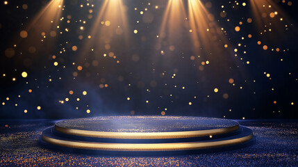 Luxury Dark Blue and Gold Podium Stage Design