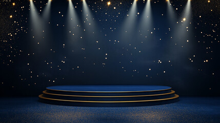 Dark Blue Podium with Golden Accents