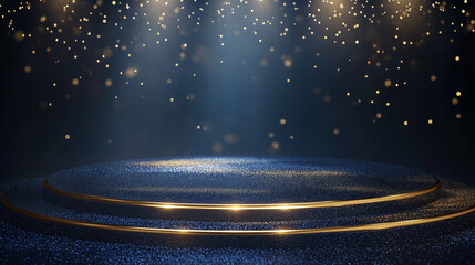 Luxury Dark Blue Podium with Golden Accents