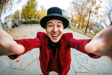 Valentine's day greeting from man or for man: breathtaking bold image of loving asian midlife man. Love confession. Commercial ad campaign visual idea. Love and attraction. Heartwarming ad.