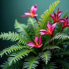 Bird of Paradise Flower with Fern Leaves &ndash; Tropical Botanical Art