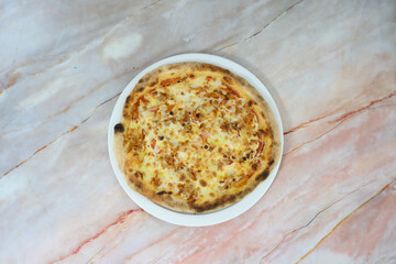 A pizza with cheese