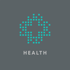 Digital Health Technology Modern Medical Pixelated Cross Logo Design