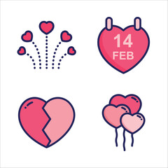 Cute and Romantic Icon sets for Valentine Day or Wedding ceremony in Isolated Vectors