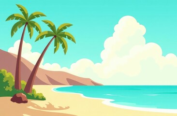 Fototapeta premium beach landscape with palm trees