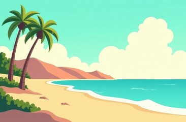 Fototapeta na wymiar beach landscape with palm trees