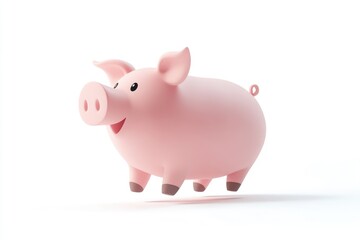 Obraz premium A pink smiling pig standing with a happy expression