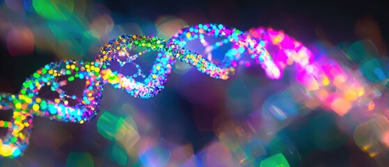A colorful, abstract representation of a DNA double helix, showcasing vibrant hues and intricate patterns, symbolizing the complexity of genetic material.