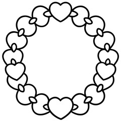 Door wreath with hearts line art vector