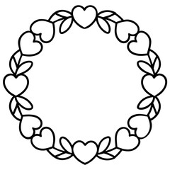 Fototapeta premium Door wreath with hearts line art vector