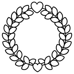 Door wreath with hearts line art vector