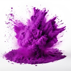 Vibrant Purple Powder Explosion Against White Background
