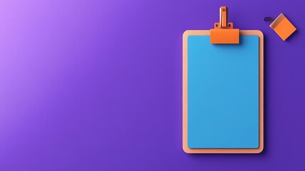 3D Render of a Clipboard and Notepad on Purple Background AI Generated