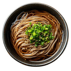 A Bowl of Chilled Soba Noodles Isolated on Transparent Background