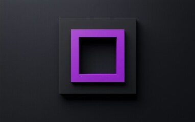 Geometric purple frame on a black background highlights modern design elements and creative aesthetics