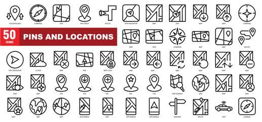 Pins and Locations Icon Set