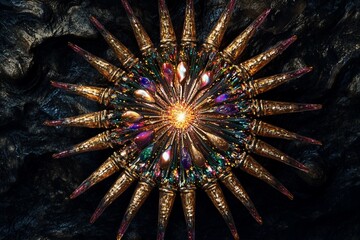 Cosmic explosion showcasing vibrant colors and swirling particles in deep space