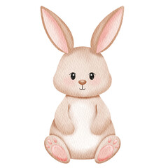 Watercolor Cute rabbit. Easter cute bunny.