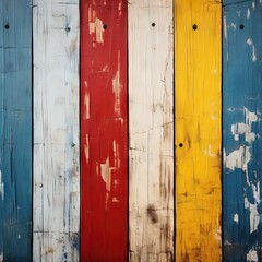 Weathered Wooden Planks in a Vibrant Color Palette