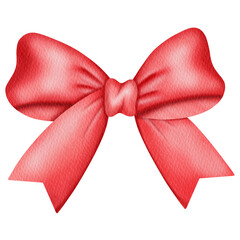 Red Coquette ribbon bow watercolor.	