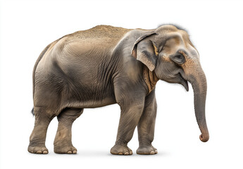 Obraz premium Front View of Majestic African Elephant with Large Tusks Isolated on White Background