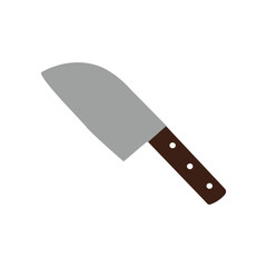 Large sharp cleaver knife with wooden handle isolated on white.Knives. Butcher professional sharp handle knives kitchenware restaurant accessories for cook vector closeup isolated pictures. 