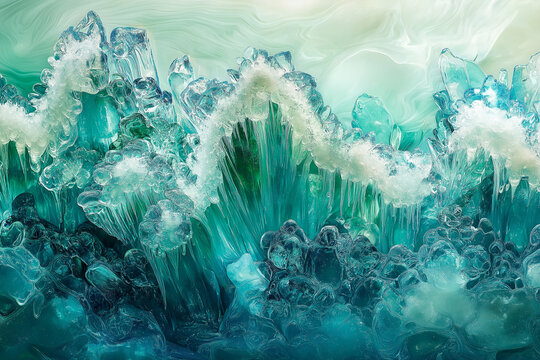 Behold mesmerizing sight of glistening ice crystals delicately blanketing plentiful emerald blades, a breathtaking tableau that harmoniously merges contrasting seasons and unveils colorful splendor