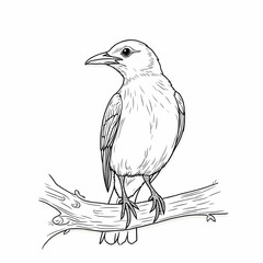 Fototapeta premium Cockatoo perched on a tree branch, line art illustration
