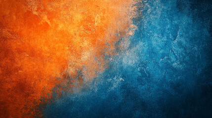 Fototapeta premium Abstract orange and blue textured background design image art wall paint color style style grunge