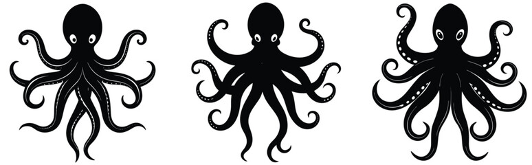 Octopus  Vector Shilhouette Bundle Set Icon